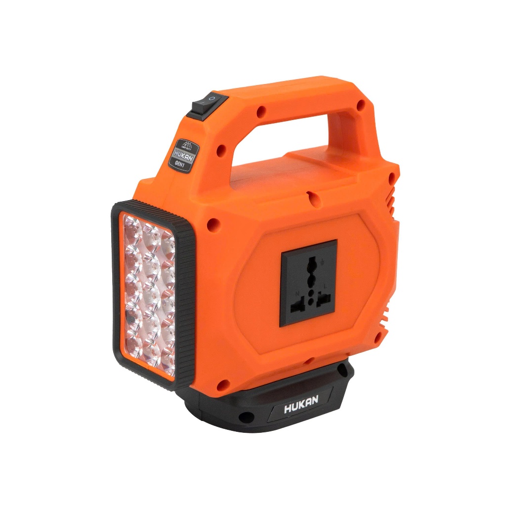 Đế Chuyển Đổi Nguồn Điện HUKAN (Gen1) G1-BCN220 | Inverter Pin 21V Ra 220V | LED Hiển Thị | Đèn Chiếu Sáng | BH 8 Tháng