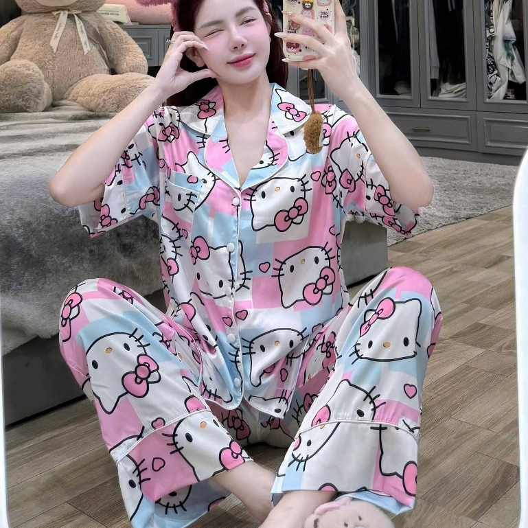 Đồ bộ nữ đồ mặc nhà,đồ ngủ đẹp cho nữ,pijama tay ngắn lụa mềm mịn mát nhiều họa tiết dễ thương [260]
