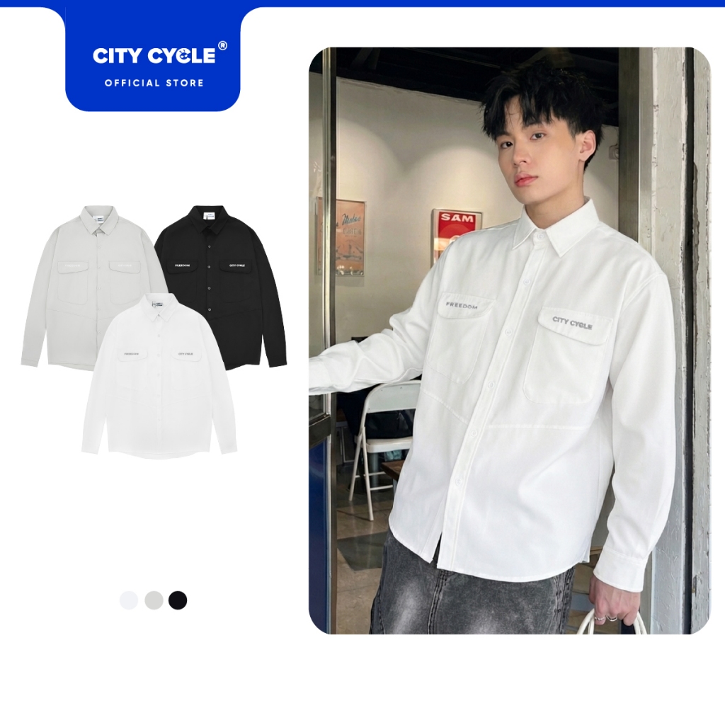 Áo Sơ Mi Freedom Local Brand Chính Hãng City Cycle chất liệu kaki cao cấp form rộng oversize unisex