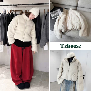 Áo khoác phao bông kem lông xù 7790 TCHOOSE