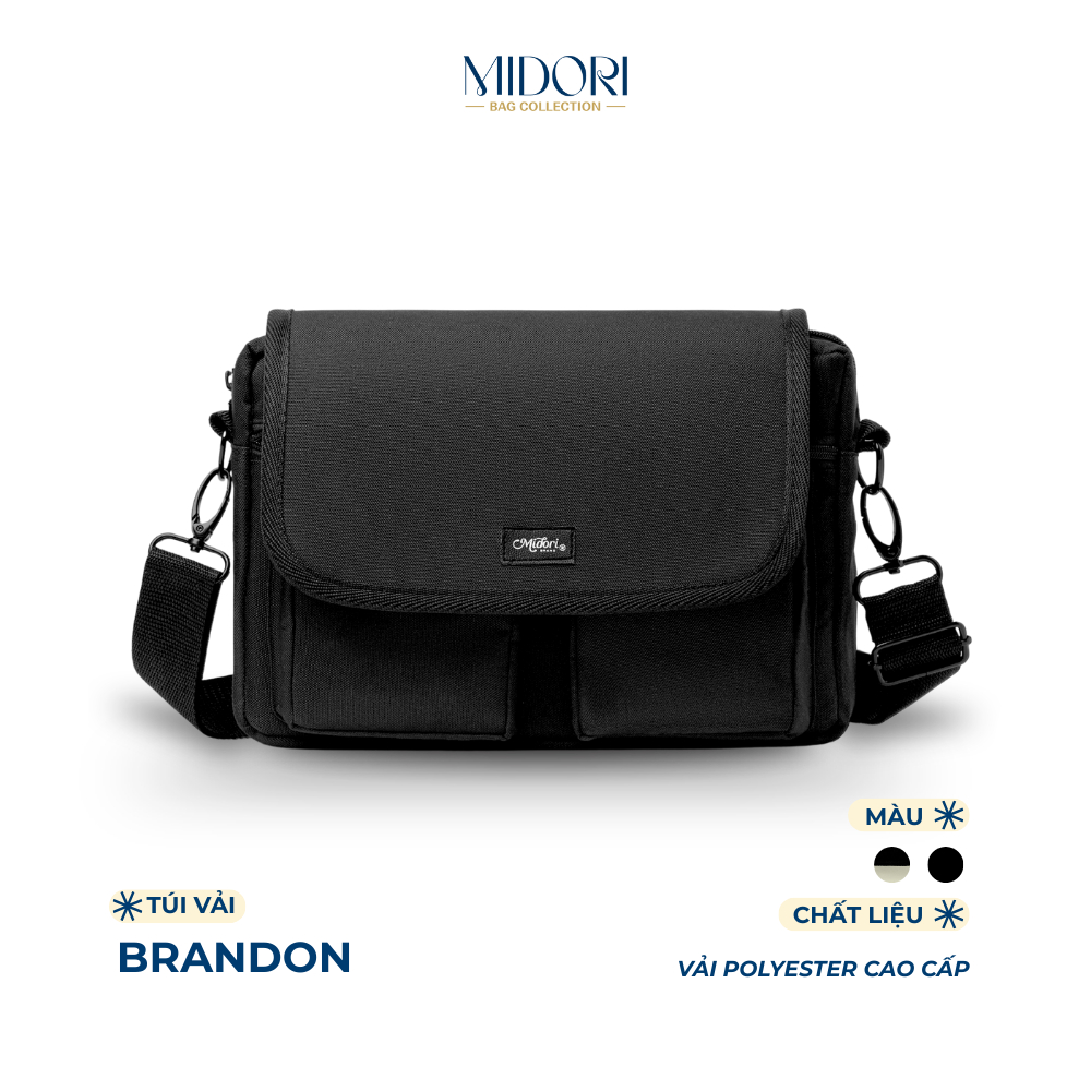 Túi Đeo Chéo Brandon Nam Nữ Vải Canvas Công Sở Đựng Điện Thoại Ipad Đi Chơi | MIDORI BAG COLLECTION