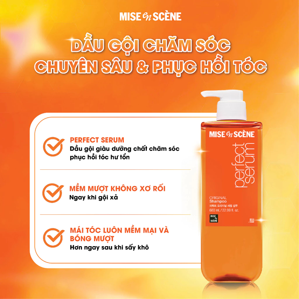 [QUÀ TẶNG] Dầu gội mise en  scène 140ml  Perfect Serum Original Shampoo dưỡng tóc mềm mượt, phục hồi tóc hư tổn