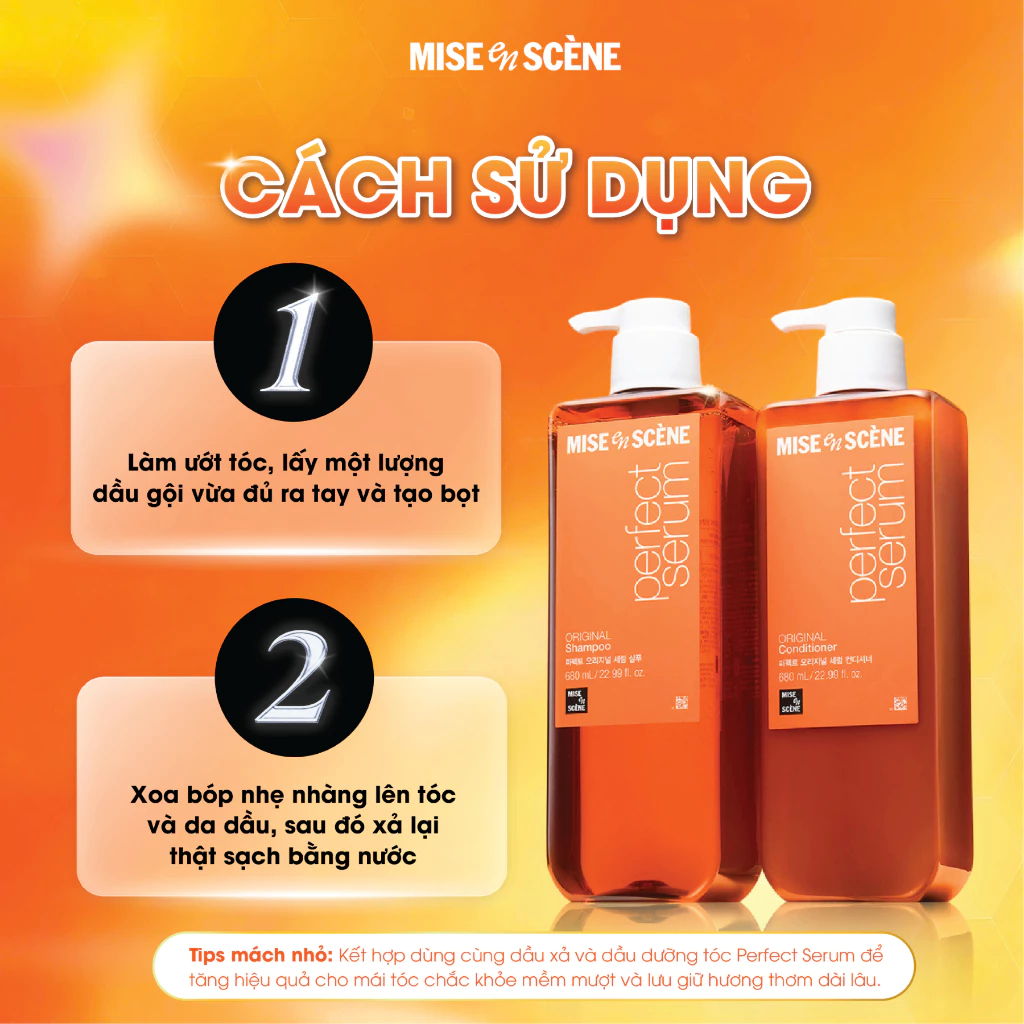 [QUÀ TẶNG] Dầu gội mise en  scène 140ml  Perfect Serum Original Shampoo dưỡng tóc mềm mượt, phục hồi tóc hư tổn