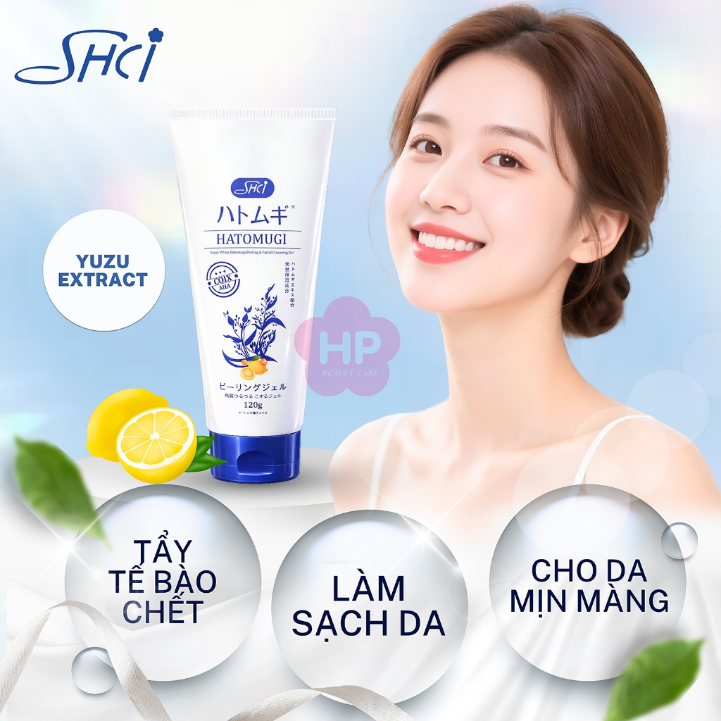 Gel Tẩy Tế Bào Chết Và Làm Sạch Da Mặt SHCI Hatomugi Super White Peeling & Facial Cleansing Gel 120g