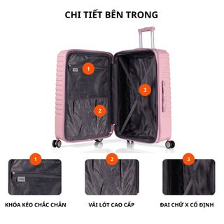 [XẢ HÀNG] Vali Kéo MIAvn Du Lịch Pisani REITO - Size 20, Nhựa PC/ABS Sêu Bển, Khoá Đôi Nới Rộng, Cổng Sạc USB