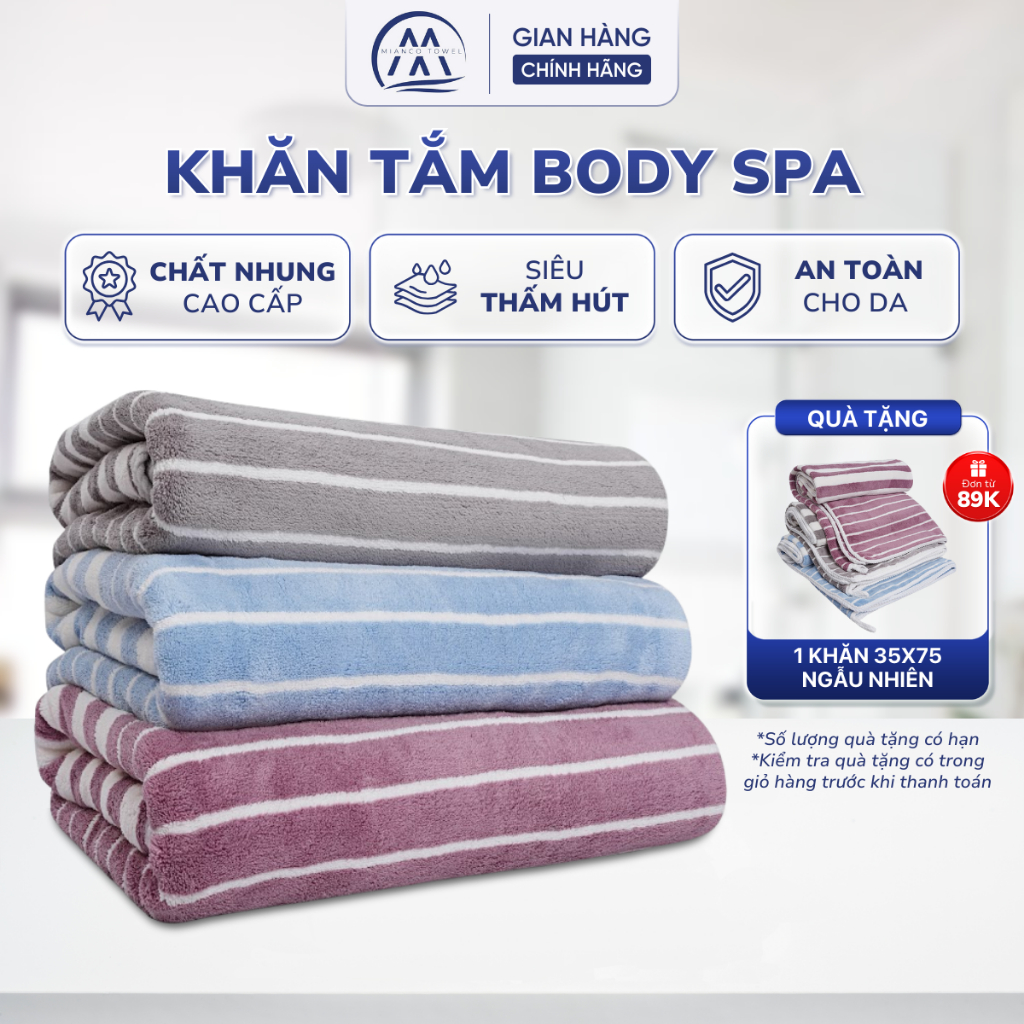 Khăn tắm body chuyên spa khách sạn 70*140cm cao cấp loại DÀY, Khăn quấn đắp người spa chất Microfiber mềm mịn | MIANCO