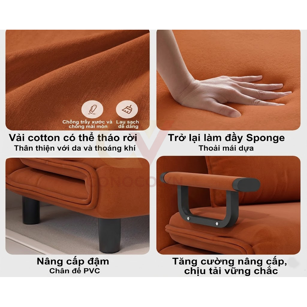 CONOCO Ghế Sofa Giường Đa Năng  Sofa Bed Gấp Gọn Thông Minh Vải Nỉ Êm Ái Kèm Gối Cho Phòng Nhỏ