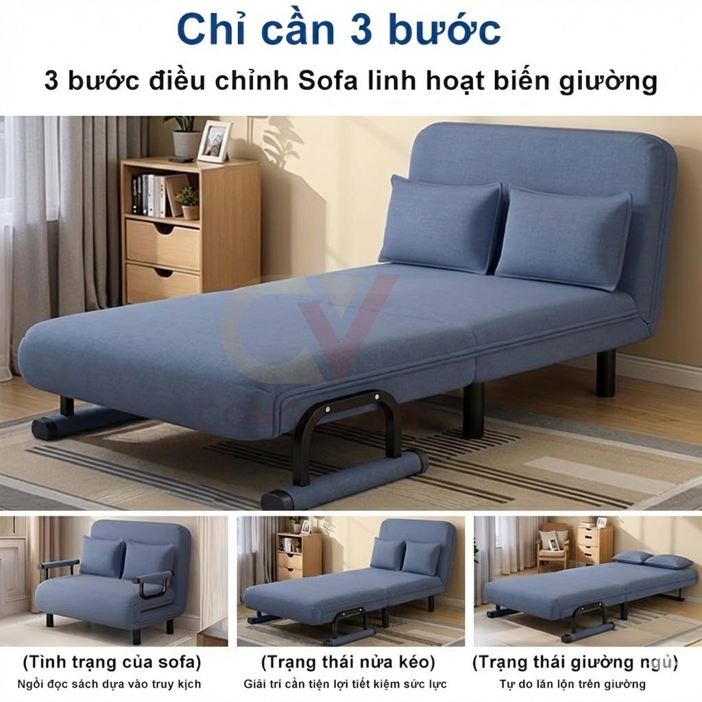 CONOCO Ghế Sofa Giường Đa Năng  Sofa Bed Gấp Gọn Thông Minh Vải Nỉ Êm Ái Kèm Gối Cho Phòng Nhỏ