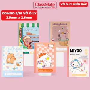 Combo 5/10 Vở Ô Li Capybara Classmate Vở 4 ÔLi 2.5x2.5mm 100gsm, 48/80 Trang Giấy Chống Lóa, Vở Học Sinh