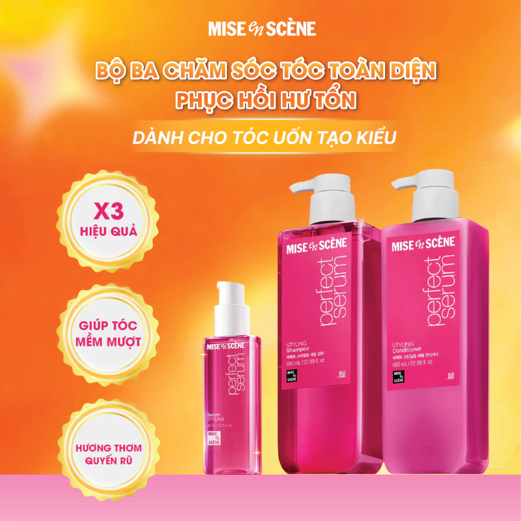 [SIZE LỚN 680ml ] Dầu xả mise en scène Perfect  Styling giúp tóc suôn mượt và dễ vào nếp,giữ nếp 24h