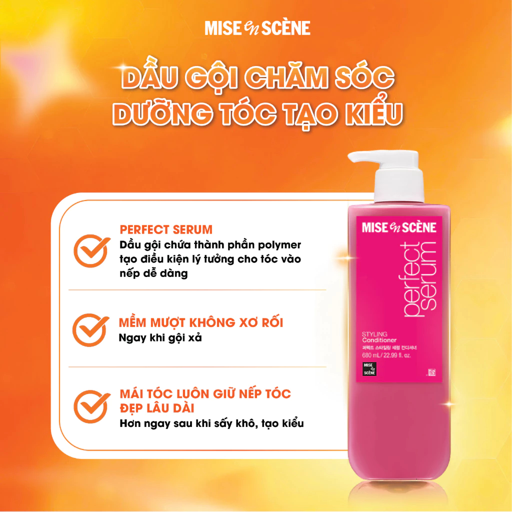 [SIZE LỚN 680ml ] Dầu xả mise en scène Perfect  Styling giúp tóc suôn mượt và dễ vào nếp,giữ nếp 24h