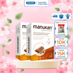 Combo 2 hộp viên ngậm Manukan vị quế giúp bổ phế, dịu ho, hết rát họng, khản tiếng và mất tiếng (Ba Lan)