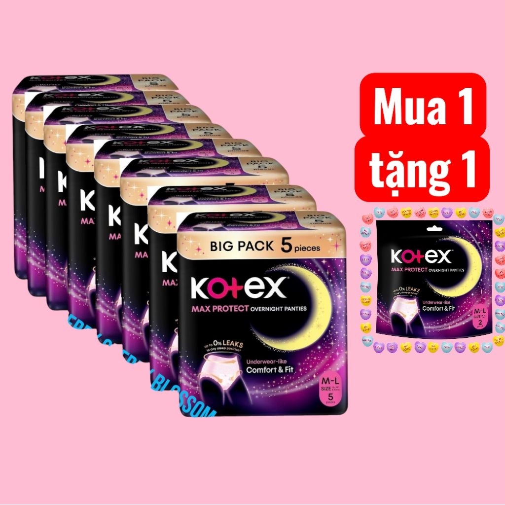 combo 8 gói Băng dạng quần Kotex size ML 5 miếng/gói (MẪU MỚI)