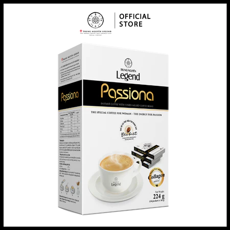 Trung Nguyên Legend - Cà phê sữa hoà tan Passiona 4in1 ( bổ sung Collagen) - Hộp 14 gói x 16gr