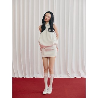 Đầm yếm OLV cổ sen dáng ngắn White Halter Layered Mini Dress phù hợp đi tiệc