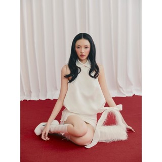 Đầm yếm OLV cổ sen dáng ngắn White Halter Layered Mini Dress phù hợp đi tiệc
