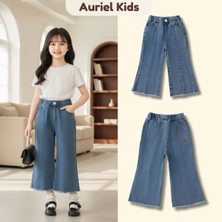 Quần Jean Cho Bé Gái, BST Quần Jean Ống Rộng Cho Bé Chất Jean Mềm Mại Phong Cách Sang Chảnh