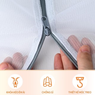 ZiinLife Túi Giặt Đồ Cao Cấp(Set 4 Cái) - Vải Lưới Dày Bền, Có Khóa Kéo, Bảo Vệ Tuyệt Đối Áo Ngực & Quần Áo Khi Giặt Máy