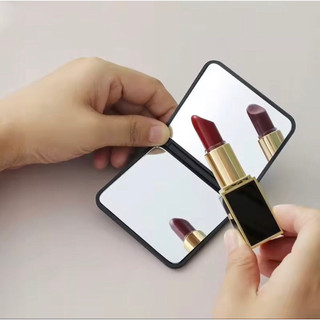 Gương makeup gấp gọn mini 2 mặt thường và phóng to đen vỏ nhám