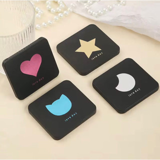 Gương makeup gấp gọn mini 2 mặt thường và phóng to đen vỏ nhám