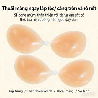 Áo lót silicon vô hình, độ bám mạnh, không dấu vết, phù hợp với váy cưới hở lưng