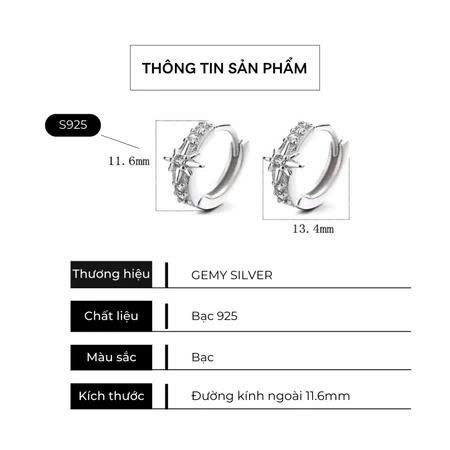 Khuyên tai nam thanh thẳng bạc S925 Starlight 2 mặt khuyên thiết kế ngôi sao cực chất KN150 (1 chiếc) | GEMY SILVER