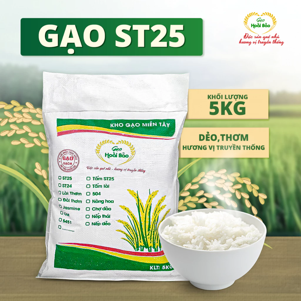 [Túi 5 kg] - Gạo Thơm ST25 - Gạo Thơm Non, Gạo Sạch, Dẻo Nhiều, Vị Đậm Đà, Hương Vị Truyền Thống