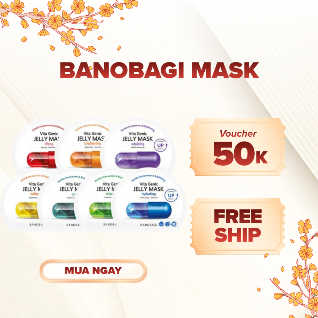 [Mẫu Mới] Combo 10 Miếng Mặt Nạ Banobagi Vita Genic Jelly Mask – Dưỡng Ẩm, Trắng Da, Phục Hồi (date 2027)