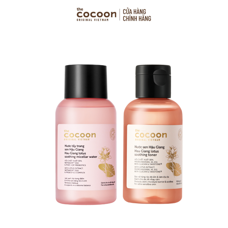 Combo Nước tẩy trang sen Hậu Giang 140ml + Nước sen Hậu Giang (toner) Cocoon 140ml