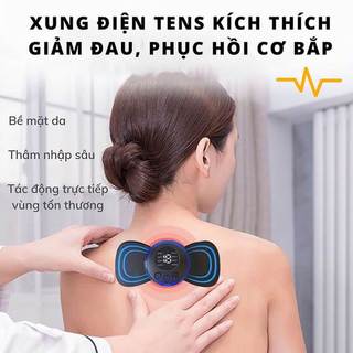 Miếng Dán Massage Xung Điện EMS YATASMART Có Sạc USB Giảm Nhức Mỏi Cổ Vai Gáy, Bắp Tay, Lưng