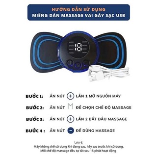 Miếng Dán Massage Xung Điện EMS YATASMART Có Sạc USB Giảm Nhức Mỏi Cổ Vai Gáy, Bắp Tay, Lưng