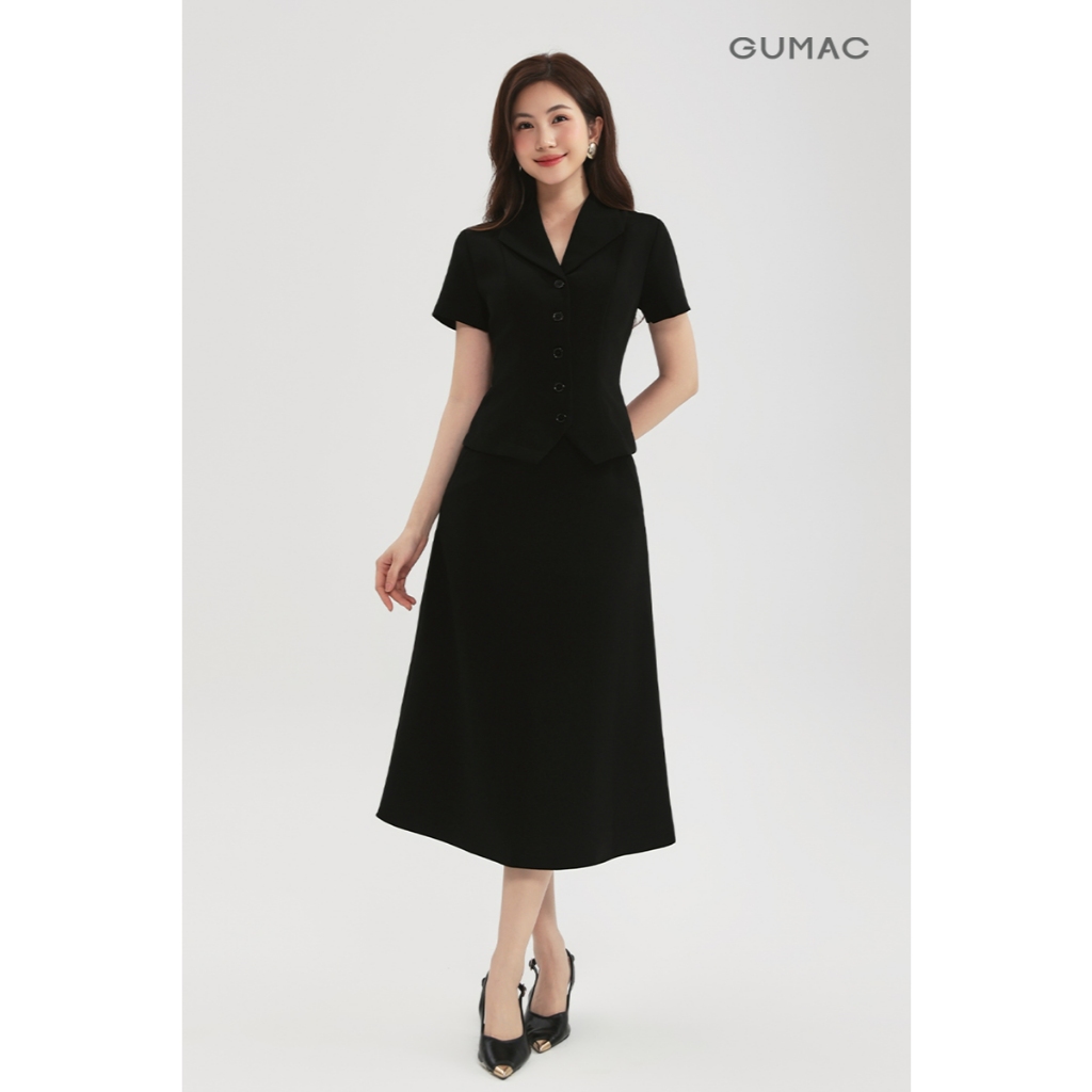 Set Lẻ Áo Peplum Nữ GUMAC Cổ Sam Tay Ngắn LAG0106 - Chân Váy Midi Dáng A Basic Thanh Lịch LVG0105 - LVG0114
