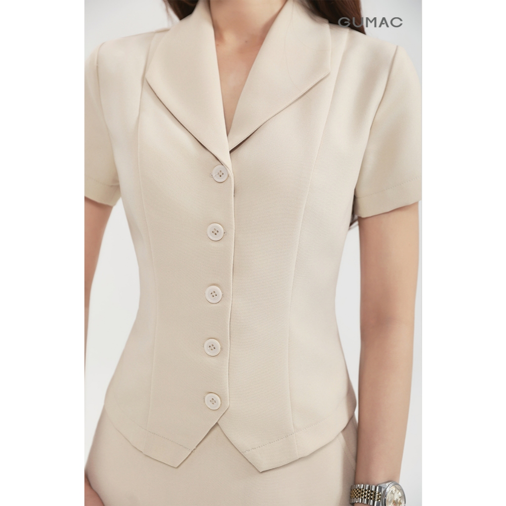Set Lẻ Áo Peplum Nữ GUMAC Cổ Sam Tay Ngắn LAG0106 - Chân Váy Midi Dáng A Basic Thanh Lịch LVG0105 - LVG0114