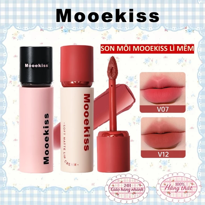 Mooekiss Son Loại Son sáng da nâng Son bóng mỏng nhẹ dưỡng ẩm tint lì không khô môi 3g