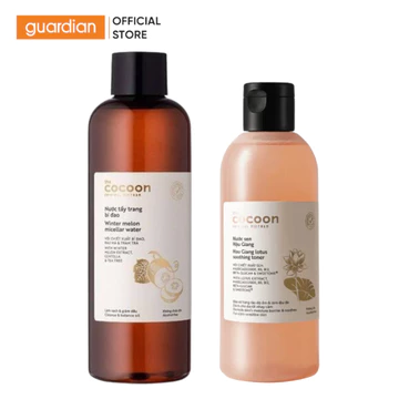 Combo Nước Tẩy Trang Bí Đao Cocoon Winter Melon Micellar Water 500ml & Nước Hoa Hồng (Toner) Sen Hậu Giang Cocoon 310ml