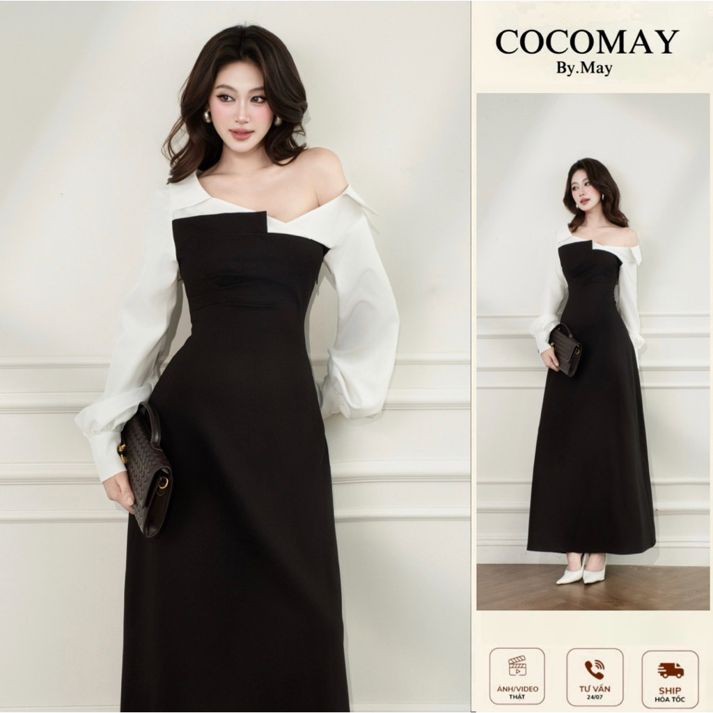 COCOMAY AURORA – Đầm Dài Trễ Vai Lệch Thanh Lịch | Shopee Việt Nam