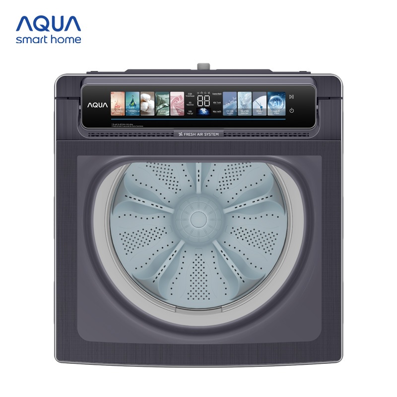 Máy giặt cửa trên Inverter AQUA 12kg  AWM12-BSR1K(BU) - Bảng điều khiển màu - Freeship toàn quốc