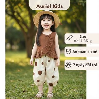 [Tặng Kèm Mũ] Set Đồ Bé Gái, Set Đồ Bộ Sát Nách Mix Quần Quần Thụng Chấm Bi Chất Liệu Cotton Mềm