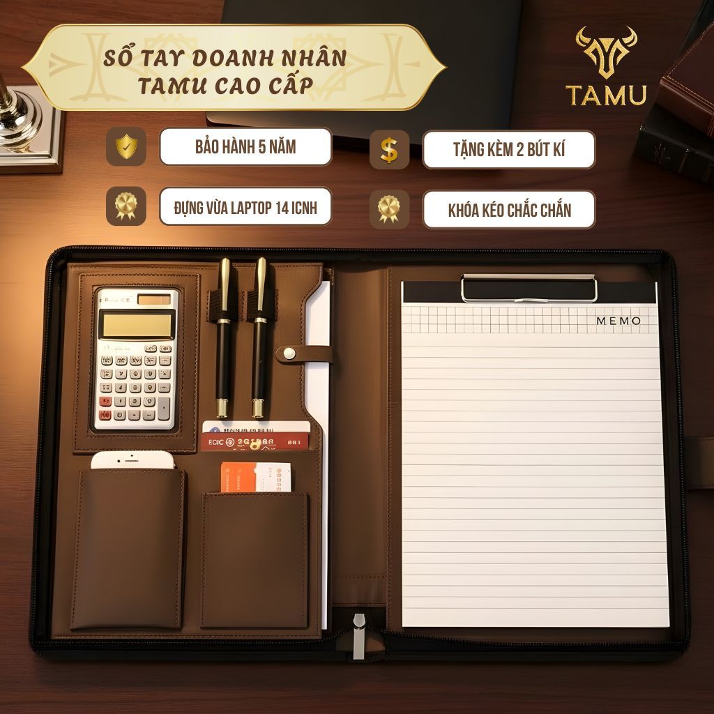 Cặp Doanh Nhân Đựng Hồ Sơ Da TAMU, Cặp Bán Hàng Kinh Doanh, Cặp Hợp Đồng, Cặp Đàm Phán, Quà Lưu Niệm