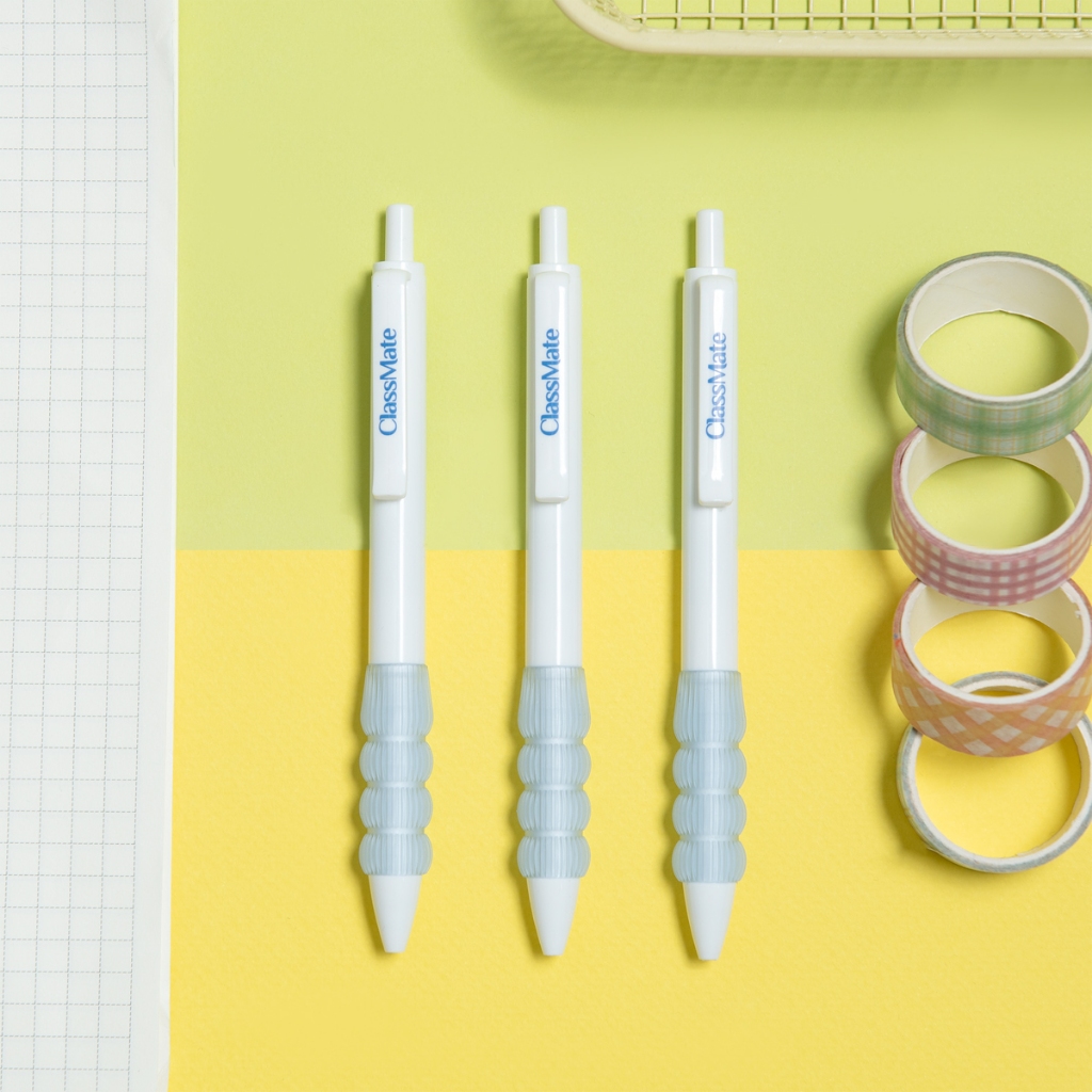 Hộp 10 Bút Gel Classmate Bút Nước Bấm Ngòi ST 2 Bi 0.5mm Xanh Đen Nhanh Khô Bút Gel Press Đệm Tay Êm Ái Ghi Chép GP116