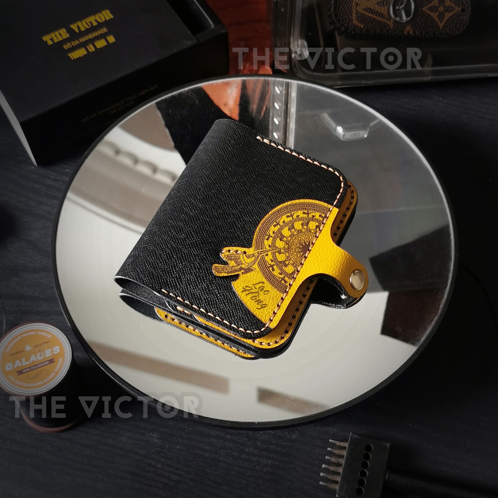 Ví Da Nhỏ Gọn Khâu Tay Lạc Hồng (Khắc Tên Theo Yêu Cầu)