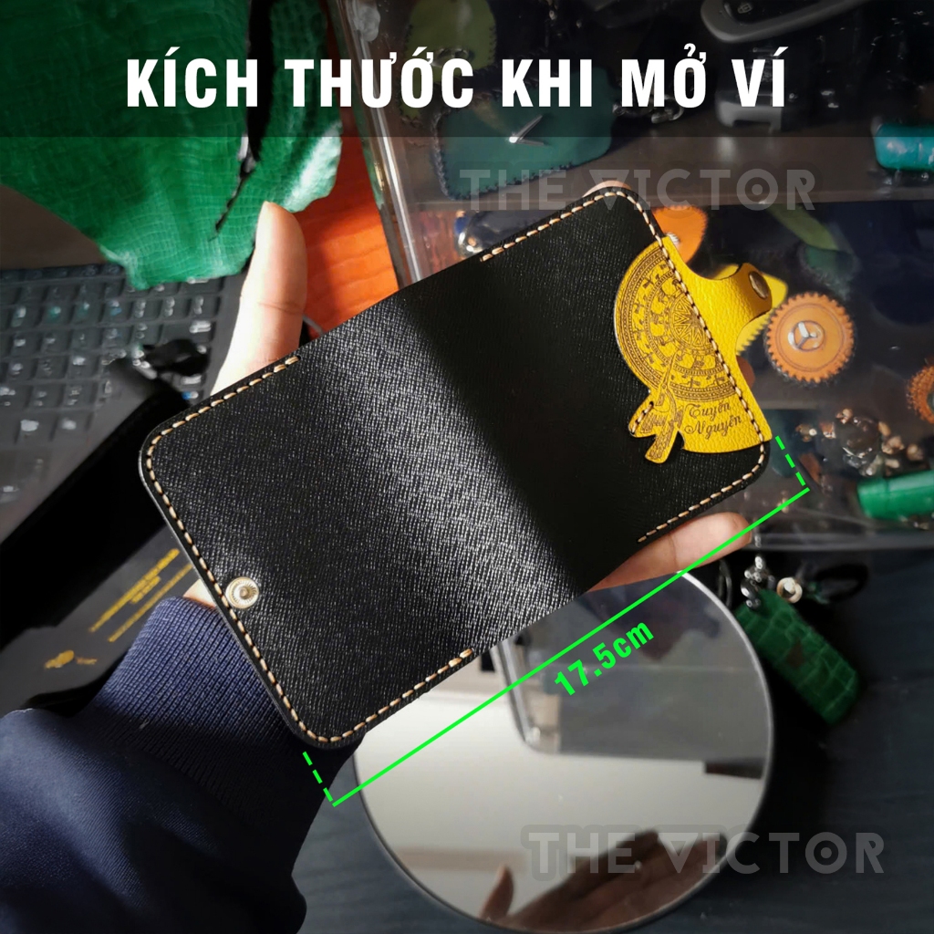 Ví Da Nhỏ Gọn Khâu Tay Lạc Hồng (Khắc Tên Theo Yêu Cầu)