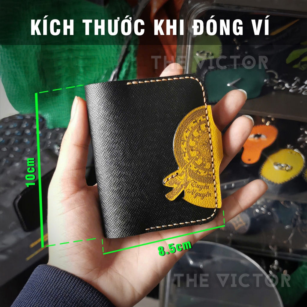 Ví Da Nhỏ Gọn Khâu Tay Lạc Hồng (Khắc Tên Theo Yêu Cầu)