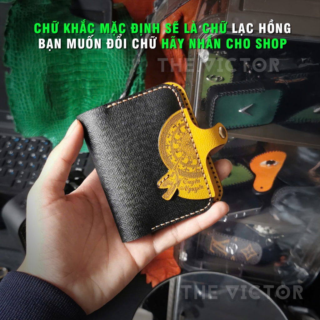 Ví Da Nhỏ Gọn Khâu Tay Lạc Hồng (Khắc Tên Theo Yêu Cầu)