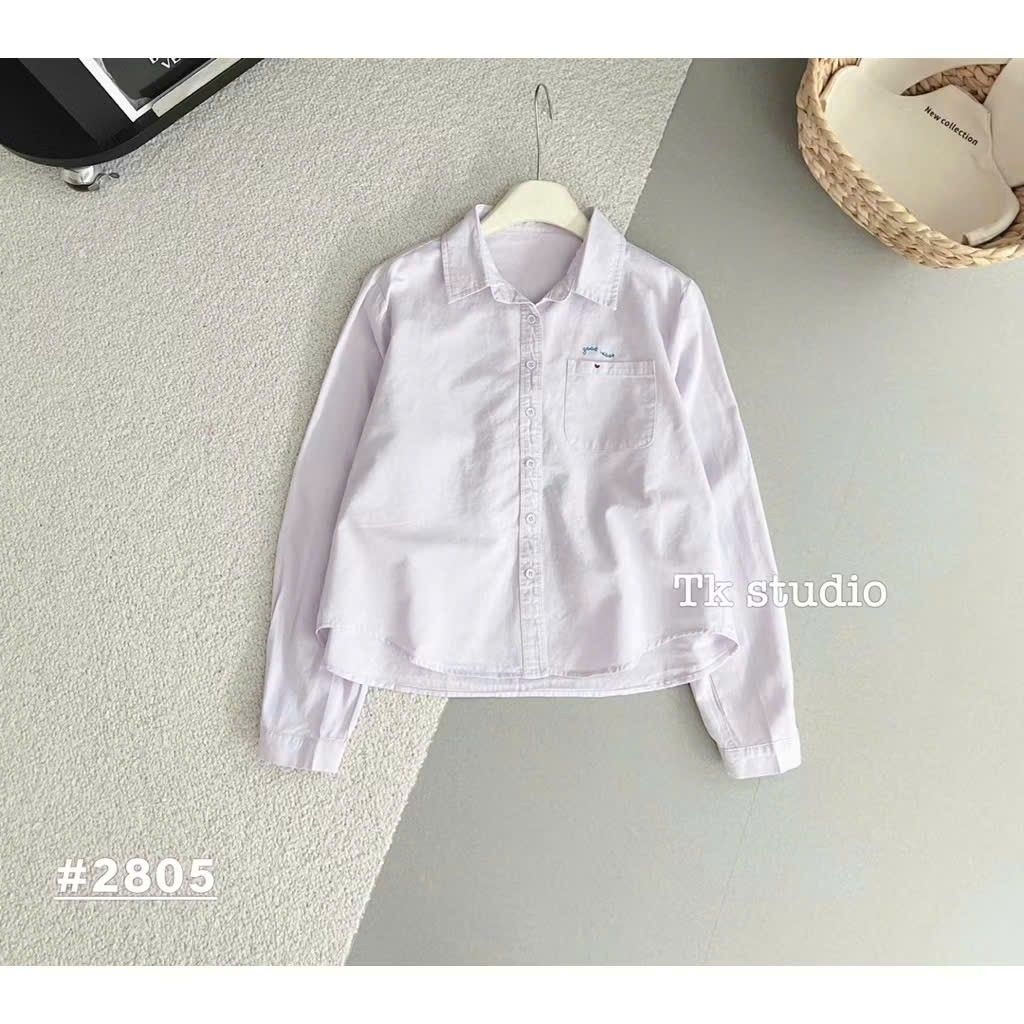 [𝑯𝒂 𝑨𝒏𝒉]Áo Sơ Mi Thô Túi Tim Xiêu Xinh QCL1