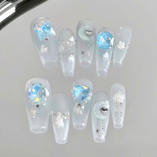 NANTY Nailbox thiết kế sơn nước gạo đính đá xanh M310
