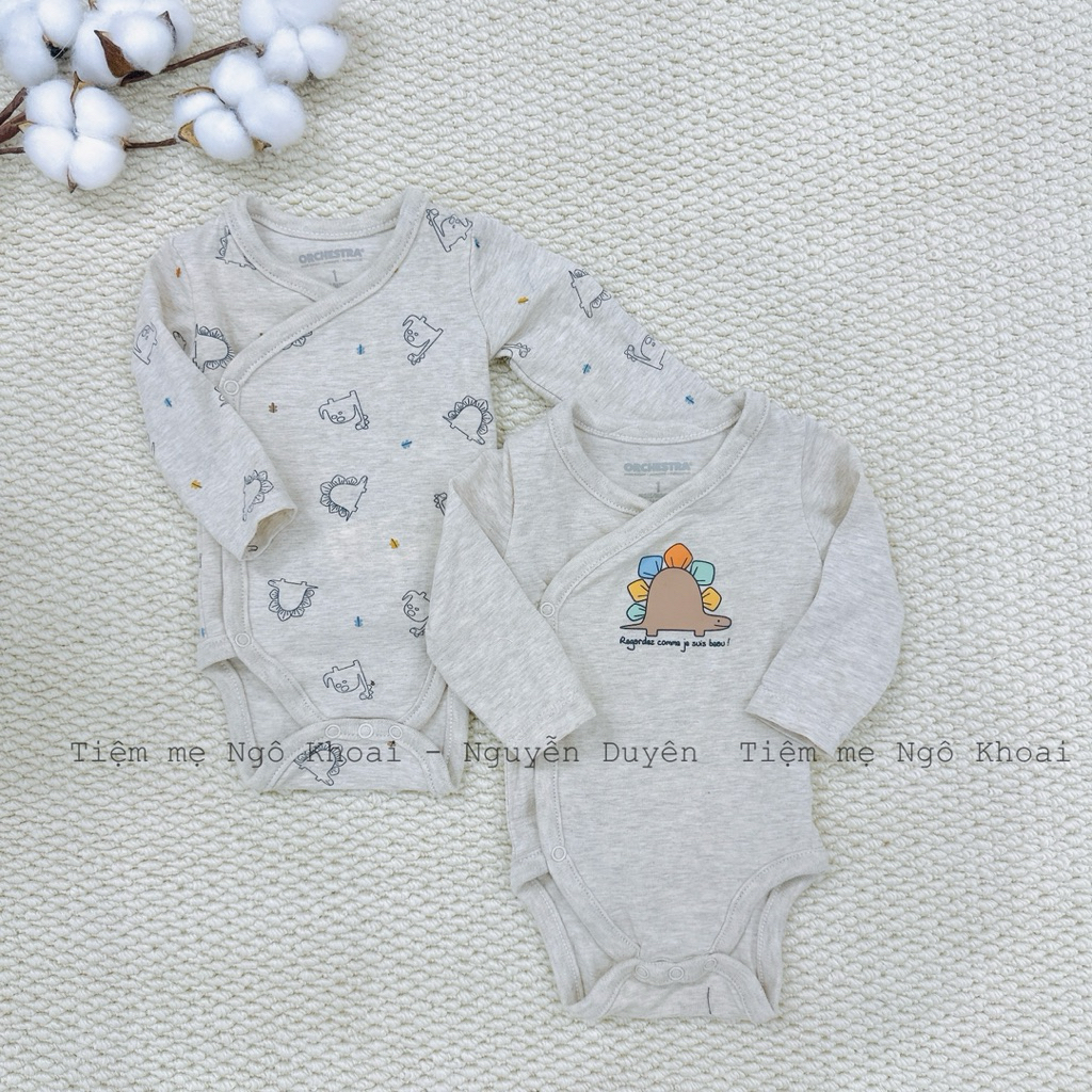 [MD78]NB/1M - 3M ORCHESTRA Body suit cài chéo dài tay kimono chất liệu peptit organic cho bé yêu
