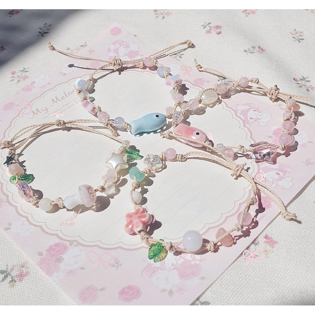 Vòng tay dây sáp handmade, vòng tay đôi xinh xắn | ktrynnk
