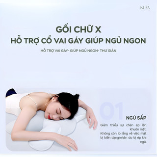 Gối chữ X hỗ trợ nâng đỡ vùng cổ, vai và gáy tối ưu, giúp bạn ngủ ngon hơn và luôn cảm thấy thoải mái.