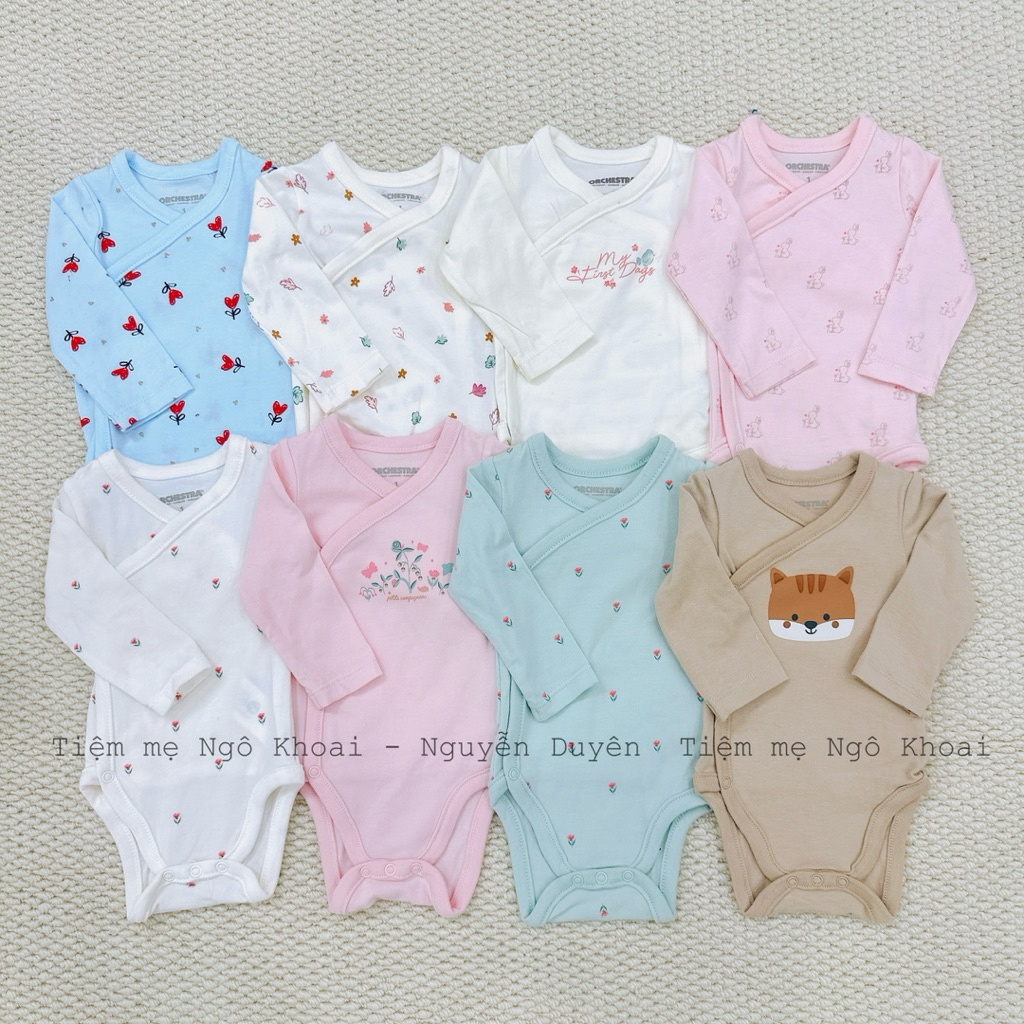 [MD78] Size 3/6m ORCHESTRA Body suit cài chéo kimono chất liệu cotton organic cho bé yêu